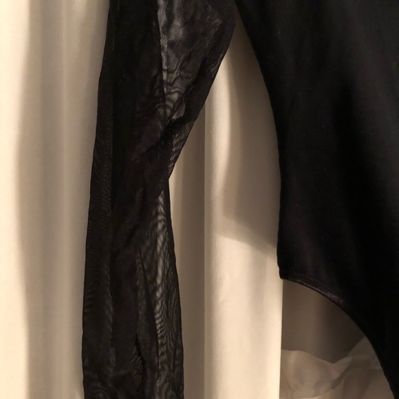 NWOT Black body suit, sheer sleeves - Picture 2 of 3